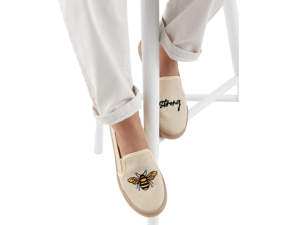 Слипоны женские текстильные ROXY бежевые Bee Strong L-784M-3-BS, 36 размер, Litma