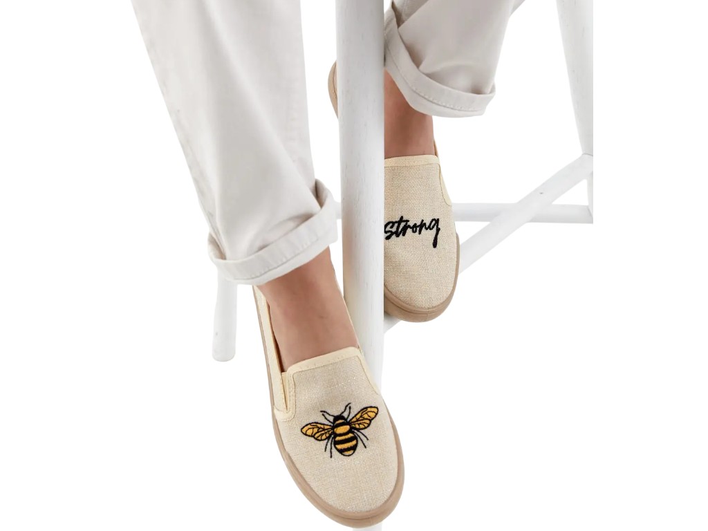 Слипоны женские текстильные ROXY бежевые Bee Strong L-784M-3-BS, 37 размер, Litma