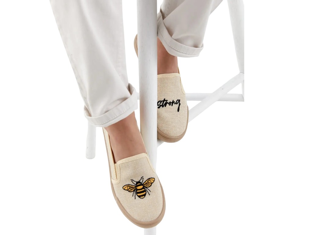 Слипоны женские текстильные ROXY бежевые Bee Strong L-784M-3-BS, 40 размер, Litma