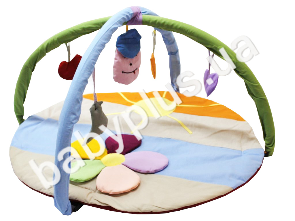 Коврик игровой с дугами и подвесными игрушками Ромашка цветная. Homefort 2050056