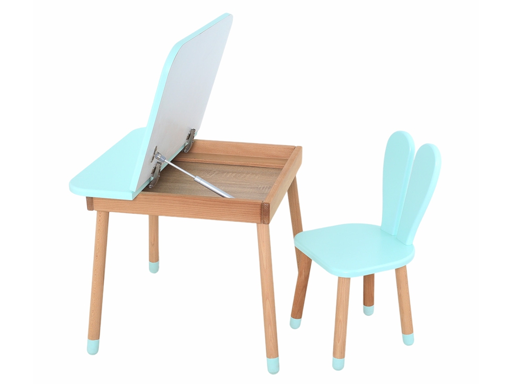 Детский стол 04-025B-DESK со стулом, зайчик, бирюзовый