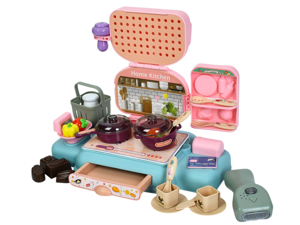 Игровая кухня 2в1 1007-1 с плитой и тестом для лепки 27 см, со звуком и светом