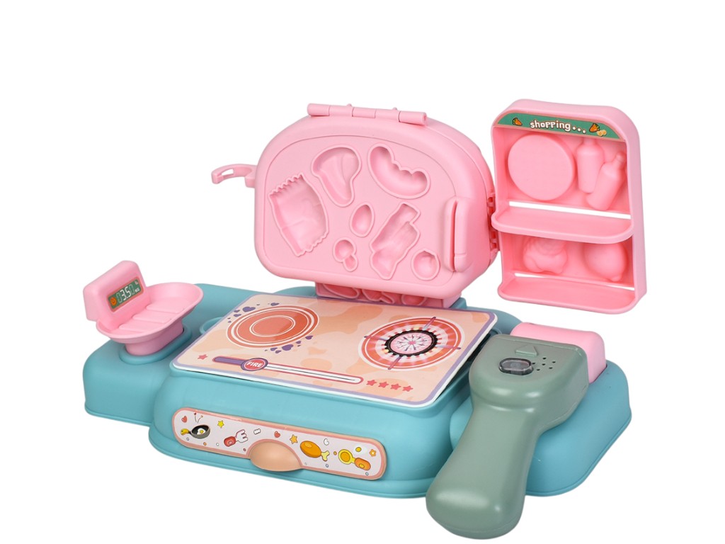Игровая кухня 2в1 1007-1 с плитой и тестом для лепки 27 см, со звуком и светом