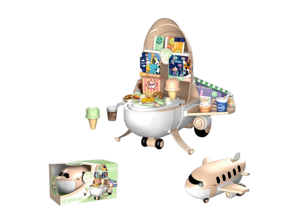Кухня игровая трансформер самолет 10J09, 43 см, с аксессуарами и продуктами