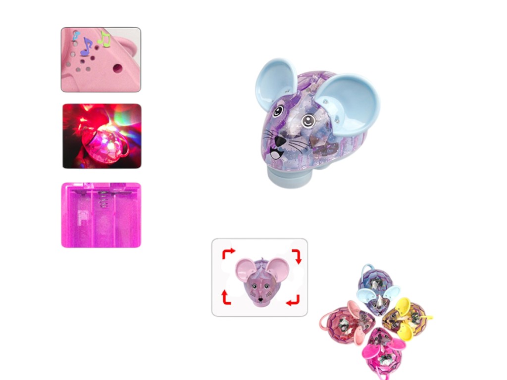 Игрушка музыкальная Мышка, ездит, свет и звук, 4 цвета (цена за 1шт)