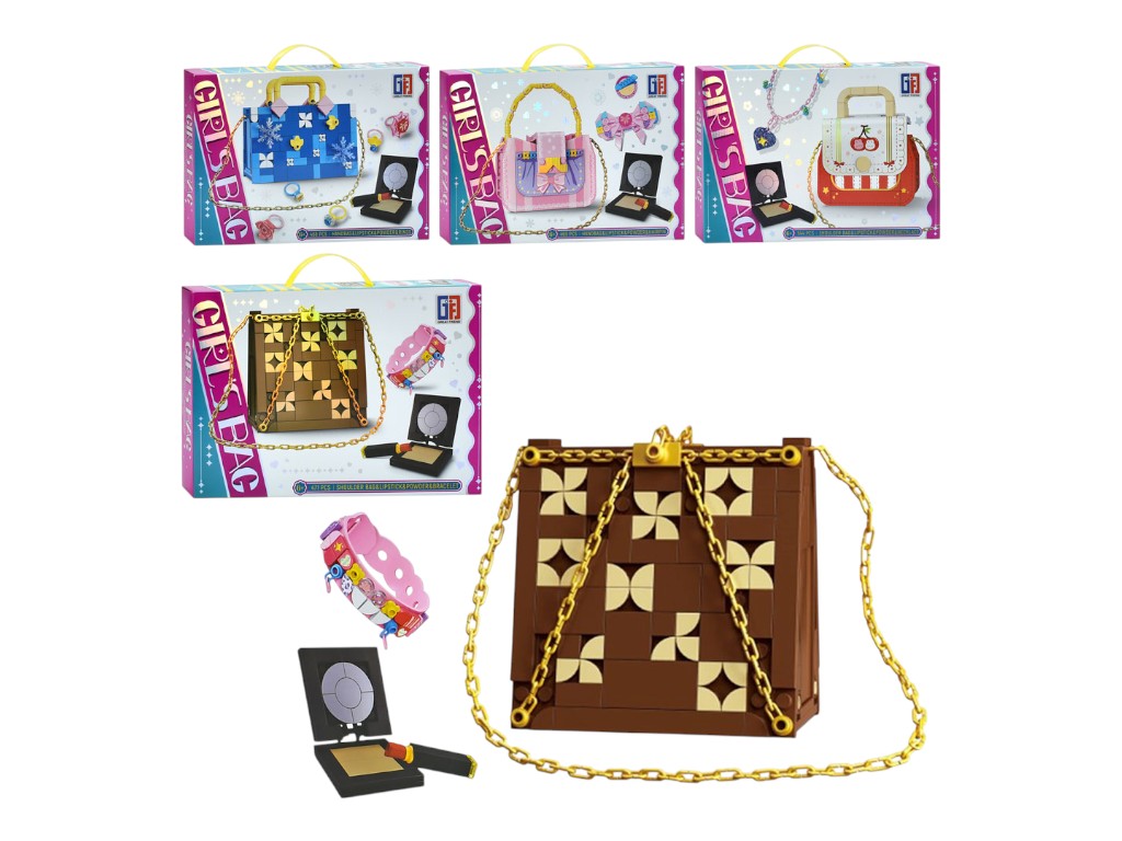 Конструктор сумочка Girl’s Bag 123-910-1-2-3, зі стікерами, пластик, 4 види (ціна за 1 шт.)