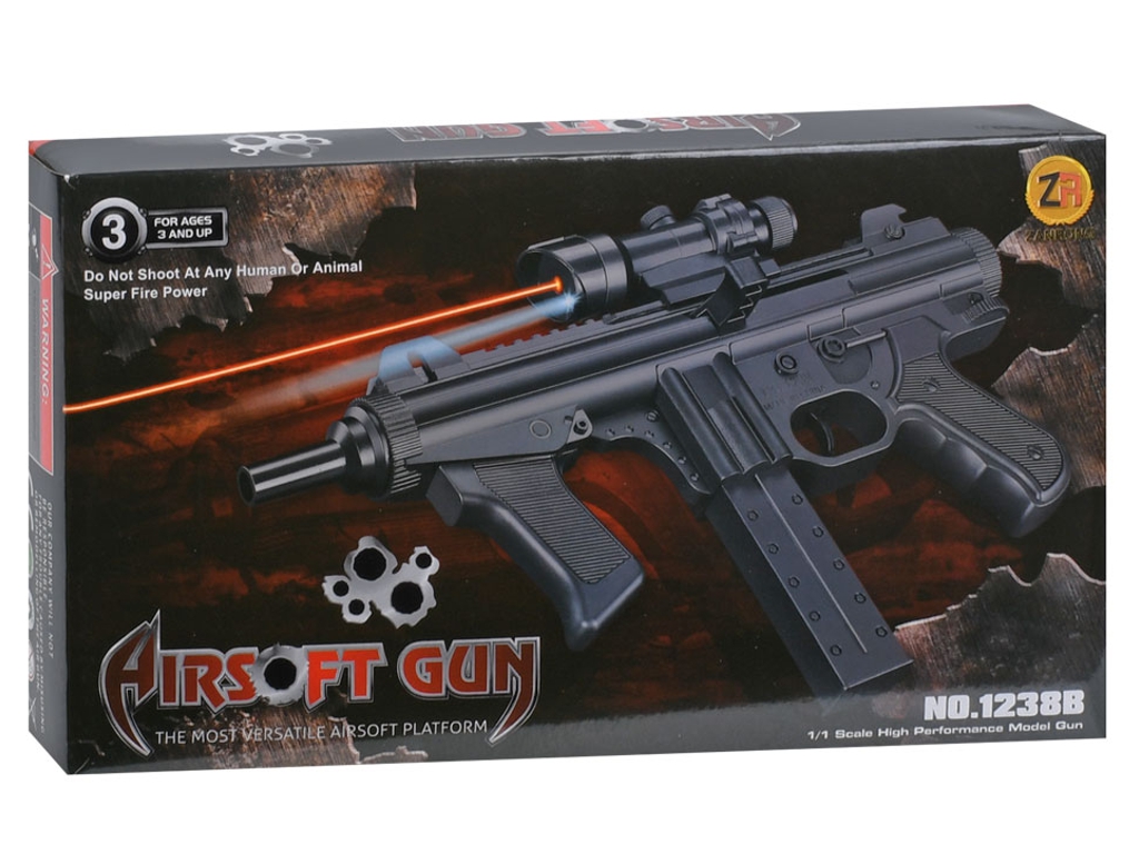 Игрушечный автомат Airsoft Gun с пластиковыми шарами, прицелом и лазером, 28 см