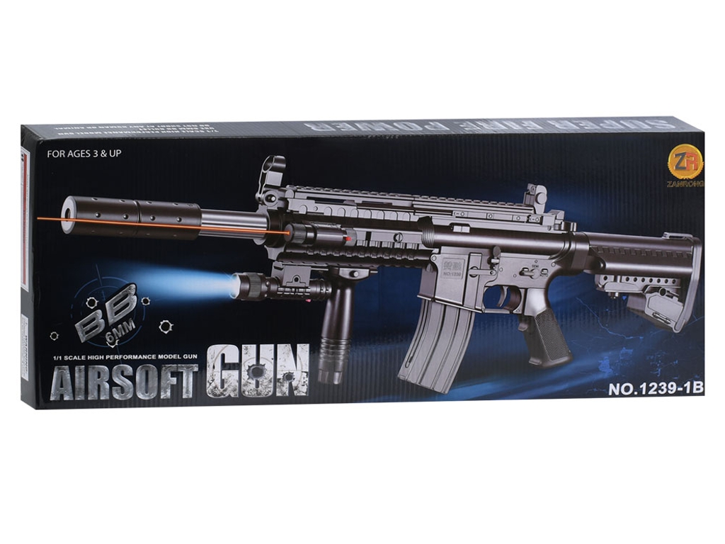 Игрушечный автомат Airsoft Gun с пластиковыми шарами, светом и лазером, 71 см