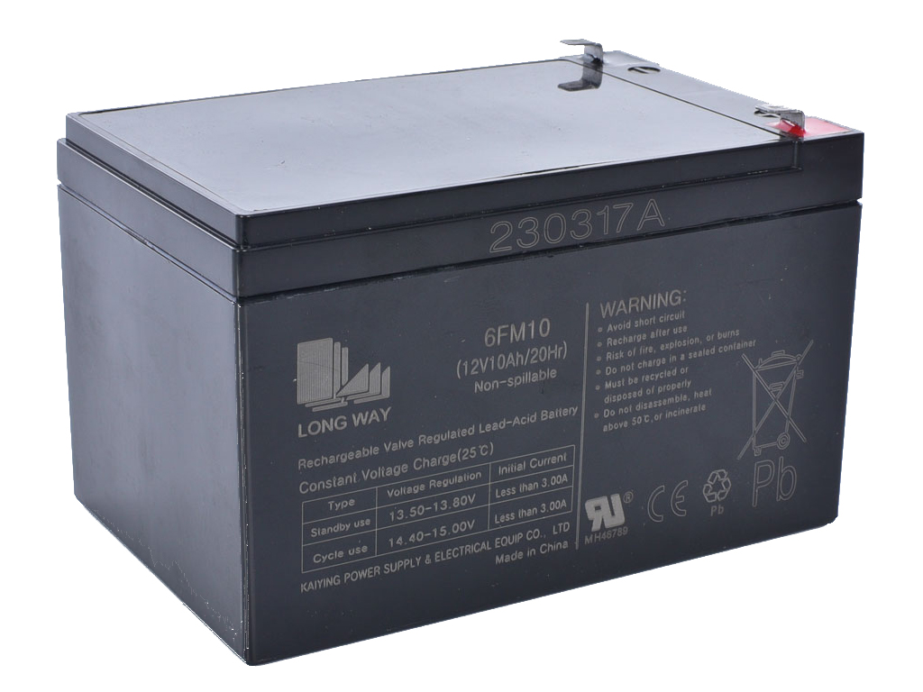 Батарея универсальная 12V10Ah, 15,3-10-9,5см, 2023г. Long Way. 12V10Ah-BATTERY