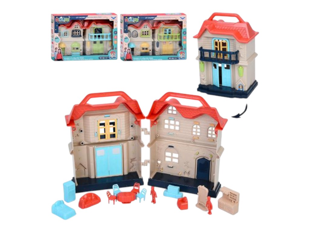 Будиночок для ляльок 1393, 29x21x6 см, з меблями та фігурками, BabyToys