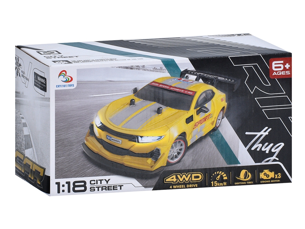 Машина 161-RC02M-4M радиок.2,4G,акум, 23см,1:18,дрифт,доп.колеса,4х4,корпус не бьется,пара/дым,USB