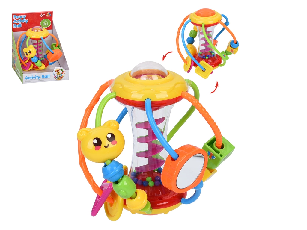 Игра 2402 игровой шар, подвижные детали, зеркало, погремушка-дождь, кор, 16-21-16см