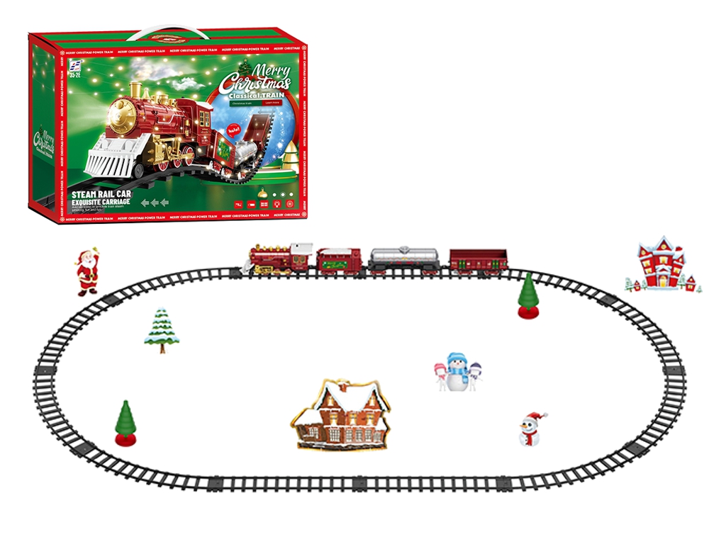 Залізниця з парою 35-2E Merry Cristmas, локомотив,3 вагони, музика, світло