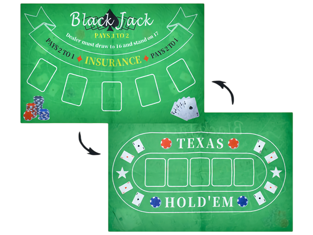 Настольная игра покер и блэкджек Texas Hold'em, 2 колоды карт и фишки