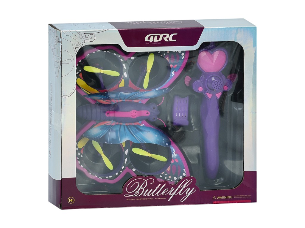 Іграшка квадрокоптер метелик Butterfly Drone 4D-V40, 21,5 см, світиться, акумулятор і пульт