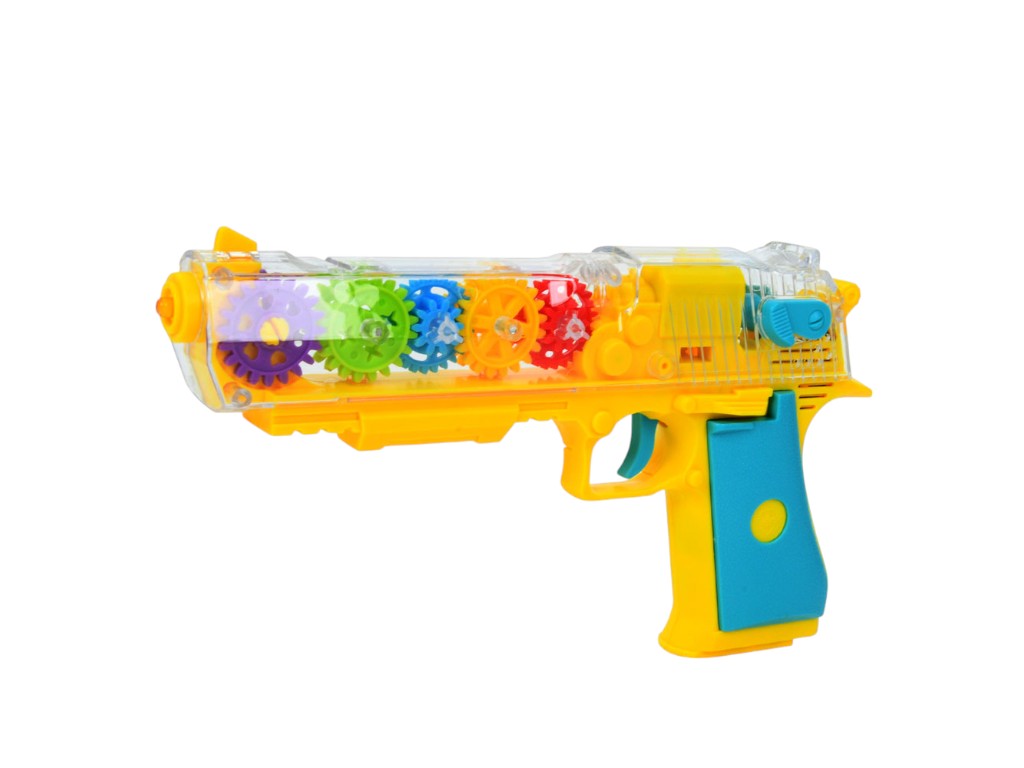 Игрушечный пистолет, шестерни, звук, свет, 3 цвета (цена за 1 шт)