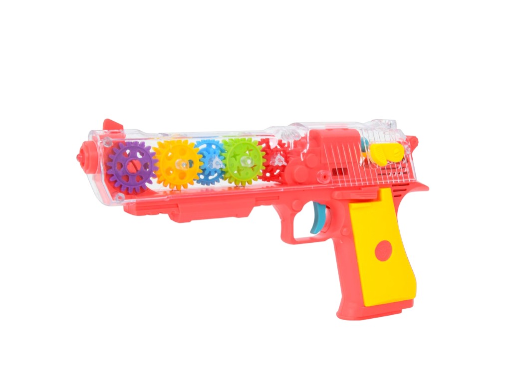 Игрушечный пистолет, шестерни, звук, свет, 3 цвета (цена за 1 шт)