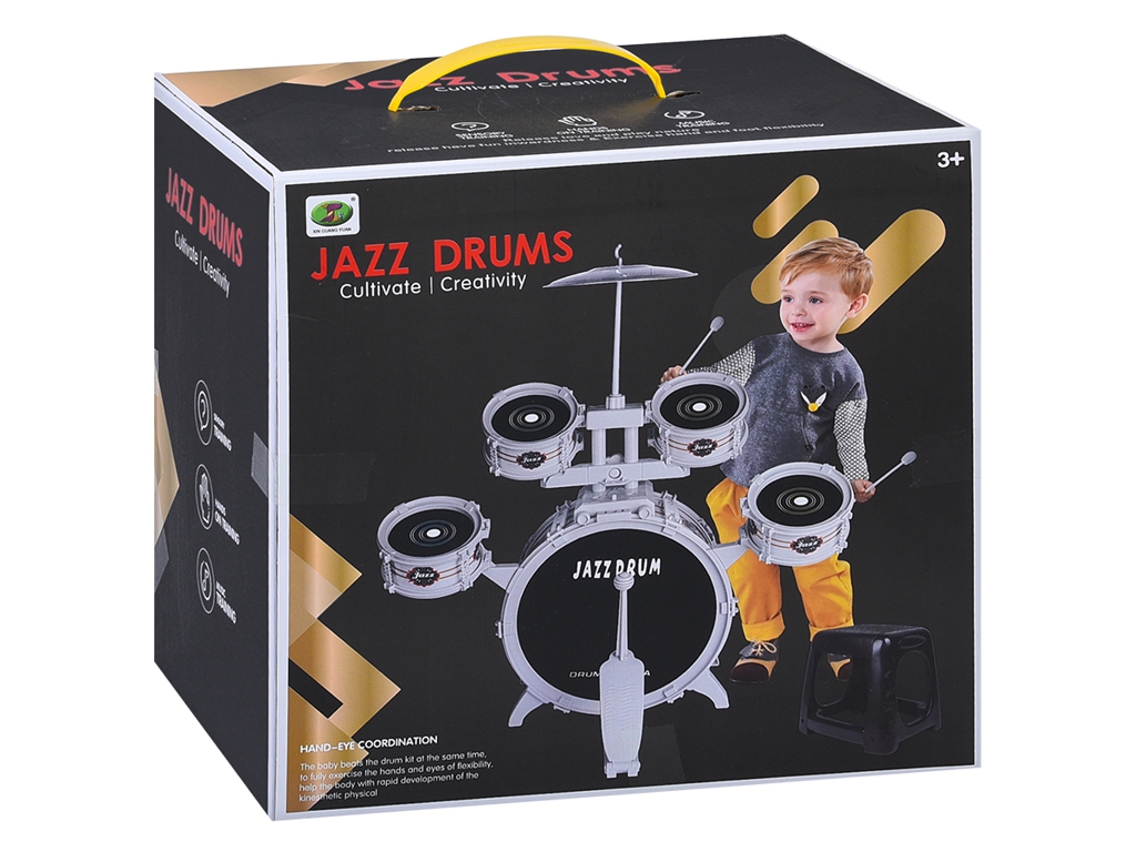 Дитяча барабанна установка Jazz Drum із 5 барабанами, тарілкою та стільчиком