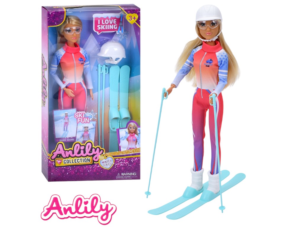 Лялька лижниця Anlily, 30 см, на лижах з аксесуарами