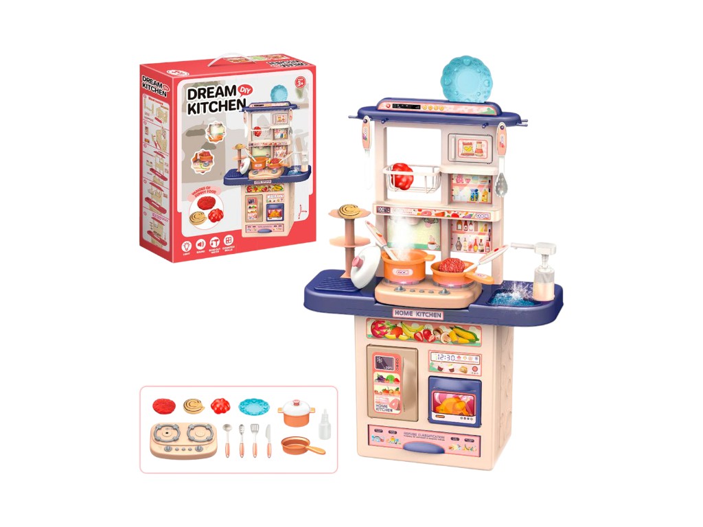 Игровой набор кухня, плита, мойка с водой, пара, звук, свет, посуда, продукты