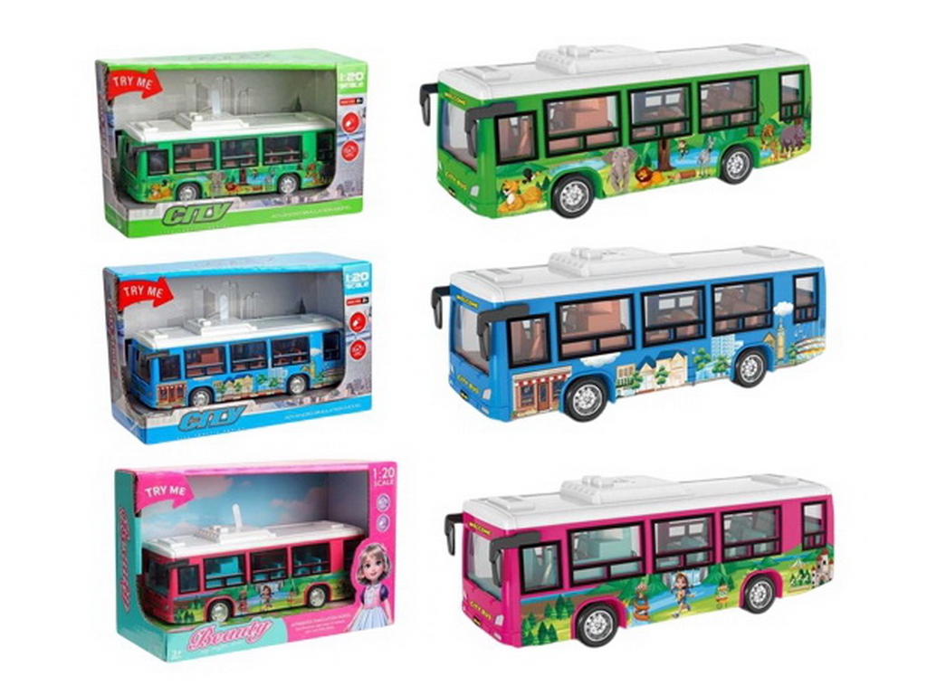 Игрушечный автобус City Bus со светом и звуком, 19,5 см, масштаб 1:20, 3 вида