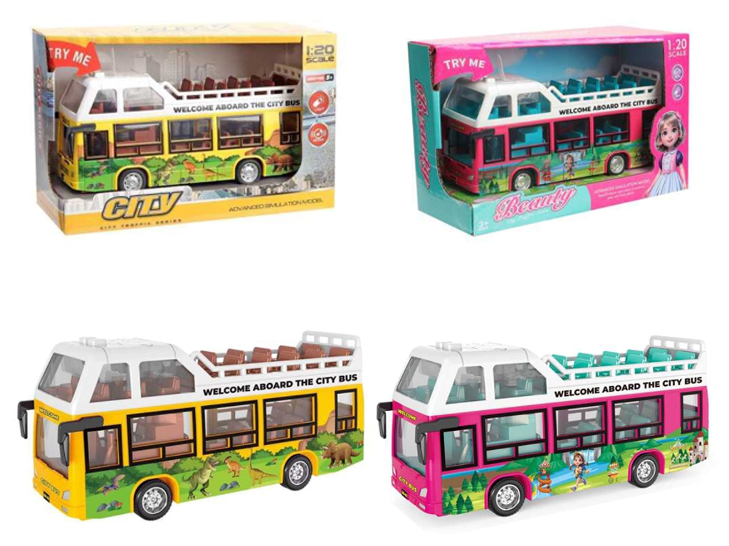 Игрушечный двухэтажный автобус City Bus со светом и звуком, 19,5 см, 2 вида