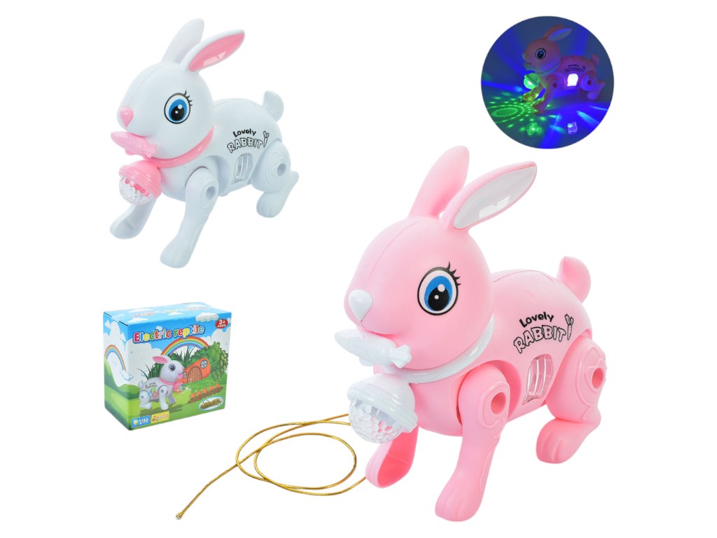 Игрушка заяц, ходит, музыка, свет, 2 цвета
