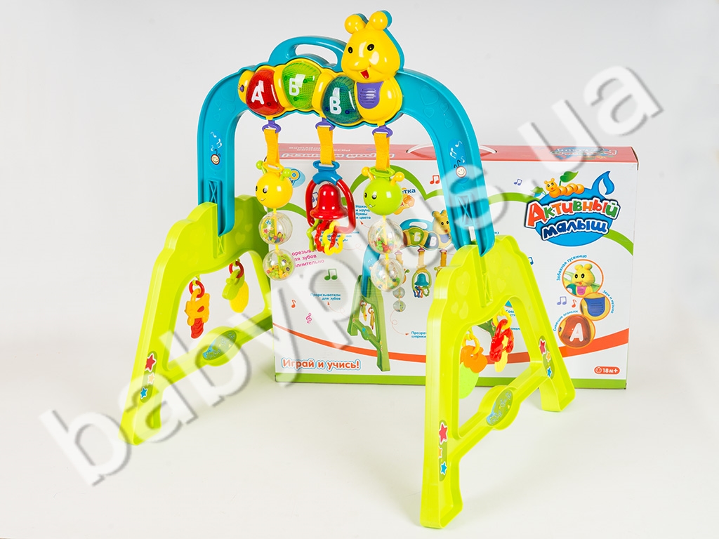 Joy Toy Тренажер детский, гусеница, муз, звук(рус), свет, 3 подвески, в кор-ке