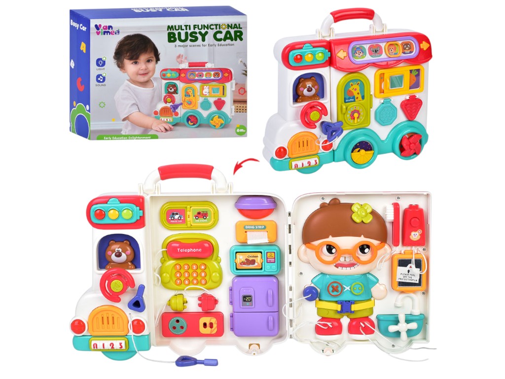 Игрушка бизиборд-машина, свет, звук, фигурка, с элементами интерактива