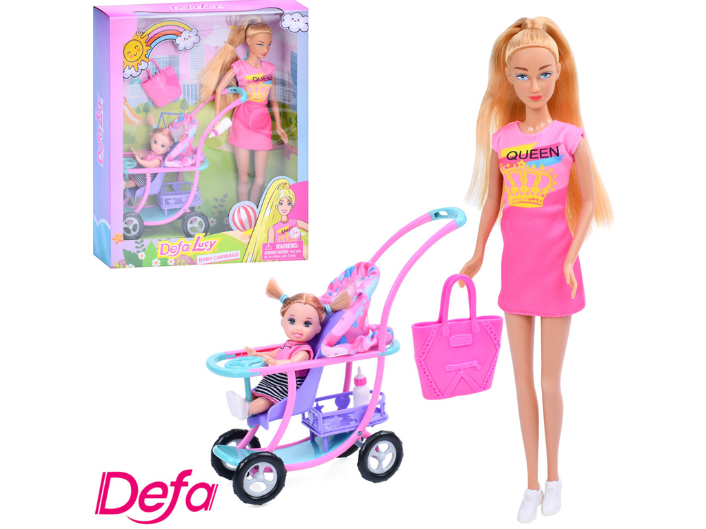 Лялька з донькою та коляскою Defa Lucy 8524, 29 см, з аксесуарами
