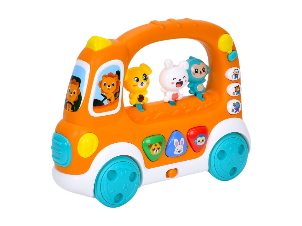 Игрушка автобус музыкальный с животными, 20 см, 3 режима, звук, свет, на батарейках