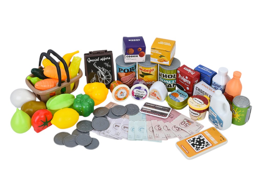 Кассовый аппарат 889-312-313, калькулятор, сканер, звук(англ), весы, продукты с корзиной, 2 вида