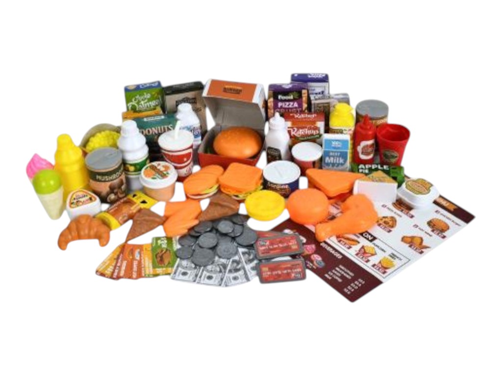 Магазин прилавок 922-218-19, касса, сканер, звук и свет, продукты, деньги, 2 вида (цена за 1шт)