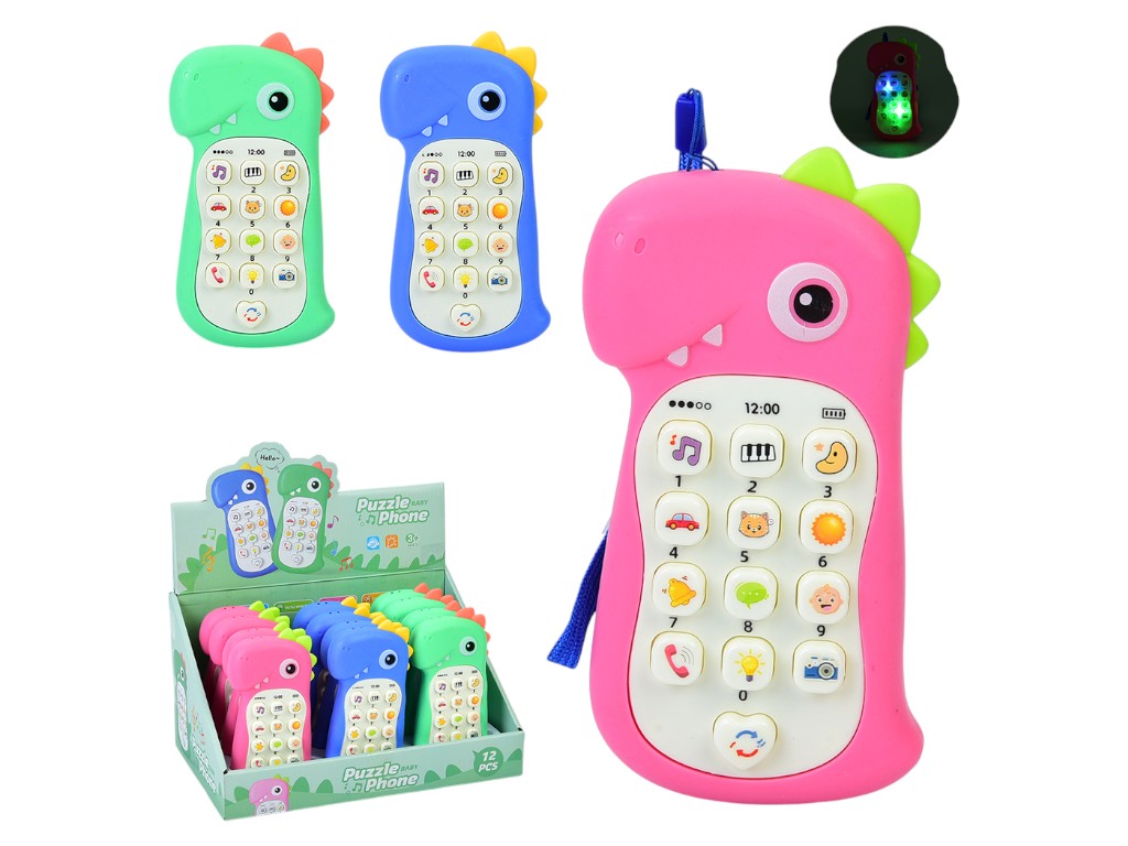 Іграшка телефон музичний Dinosaur Phone 999-4, 14 см, світиться та відтворює звуки і музику