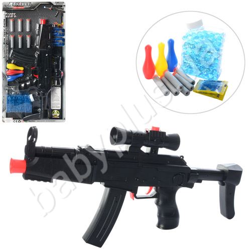 Автомат игрушечный на водяных пулях и мягких пулях-присосках 6 шт. AK45-2