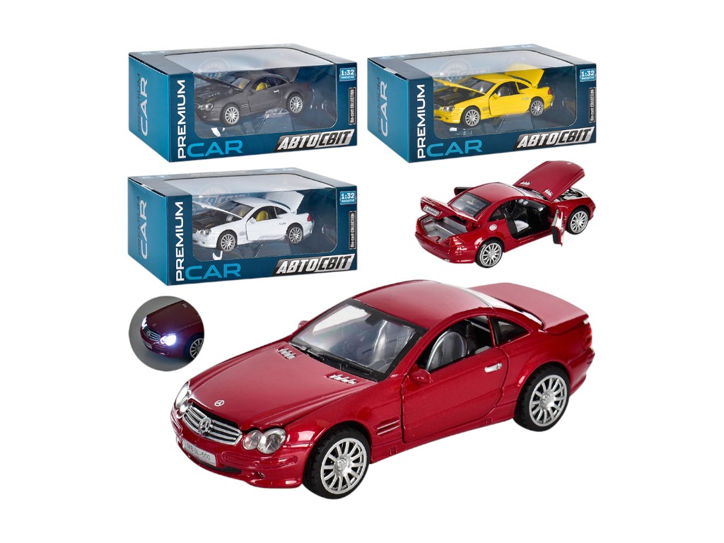 Машинка металлическая Mercedes-Benz SL 500, 1:32, инерционная, звук, свет, 4 цвета