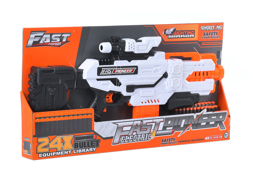 Автомат игрушечный FAST PIONEER на батарейках с мягкими пулями 24 шт. Blaster BIG504