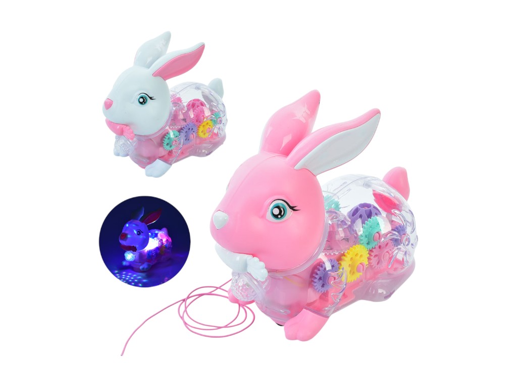 Игрушка музыкальная Заяц, ездит, звук, свет, подвижные шестерни, 2 цвета (цена за 1шт)