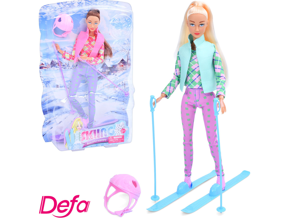 Кукла лыжница шарнирная Defa Lucy 8520, 29 см, с лыжами и палками