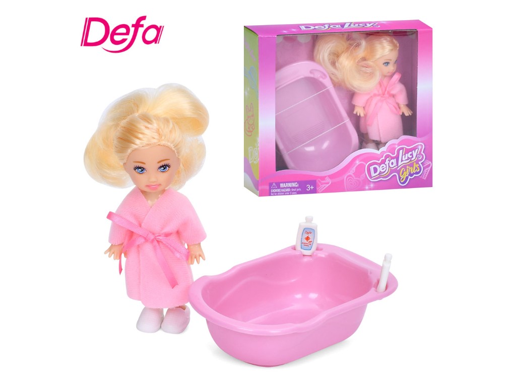 Кукла с ванночкой Defa Lucy 8814, 10 см, с аксессуарами