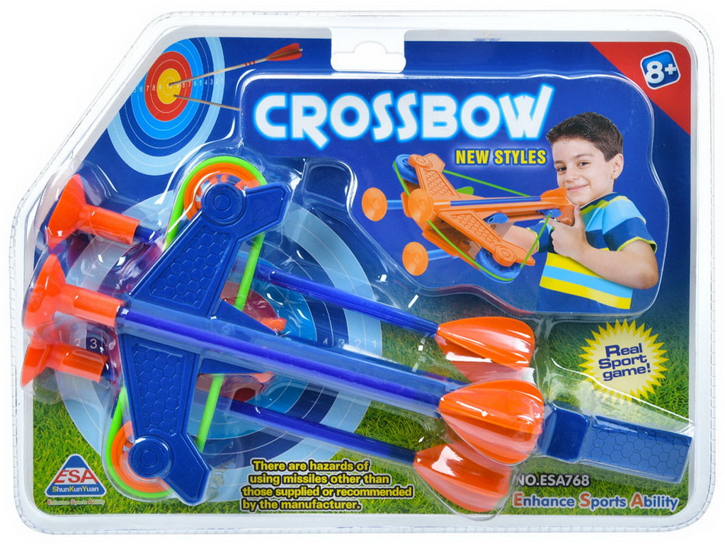 Игрушечный арбалет Crossbow со стрелами-присосками и мишенями, 24 см