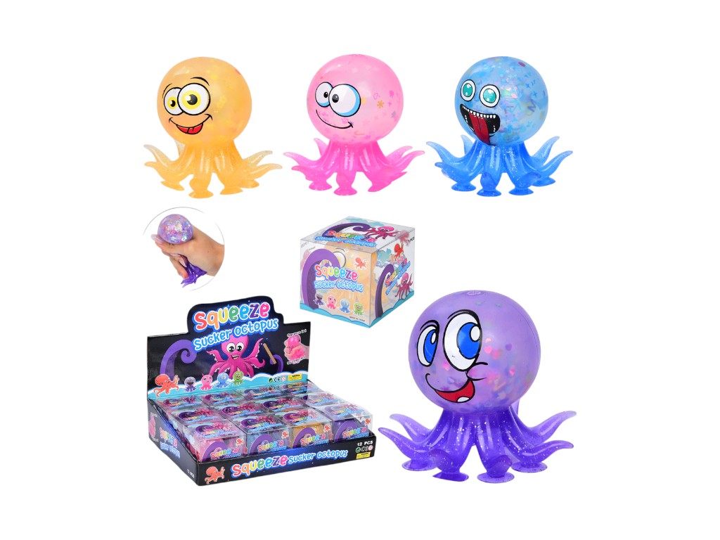 Игрушка-антистресс Осьминог на присосках, 4 вида (цена за 1шт)