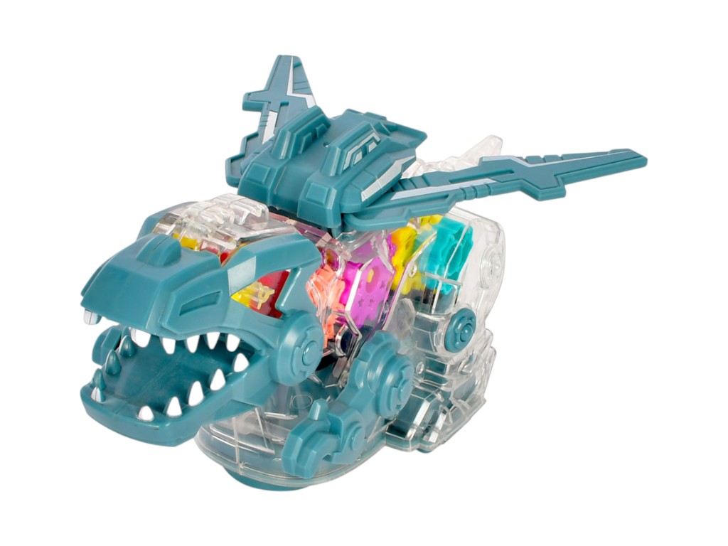 Игрушка динозавр механический с шестернями Dinosaur HJ688, 23 см, ездит и светится, звук