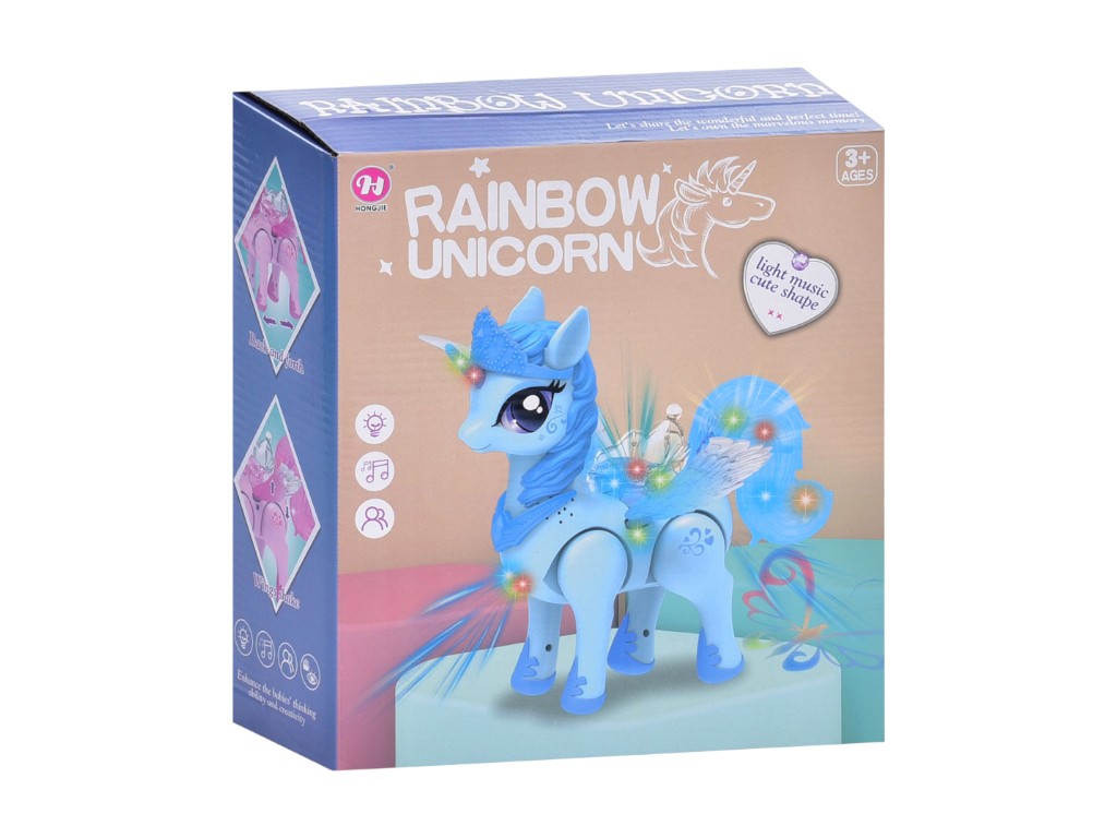 Игрушка единорог музыкальный Unicorn HJ708, 24 см, ходит и двигает крыльями, свет и звук.