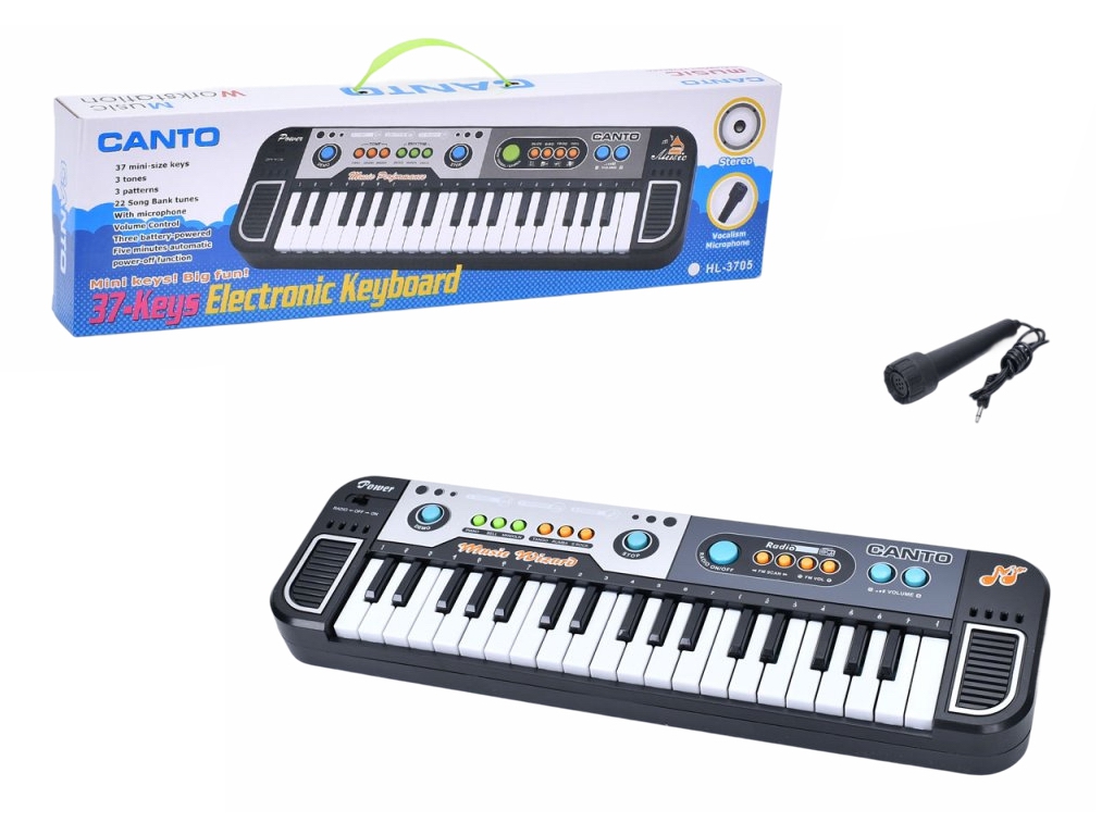 Синтезатор детский HL-3766FM, 37 клавиш, с микрофоном, FM-радио, Canto