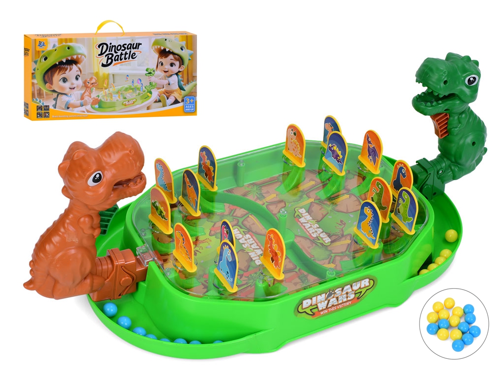 Настольная игра Dinosaur Battle, поле 50×22×20 см, шарики и фигурки динозавров