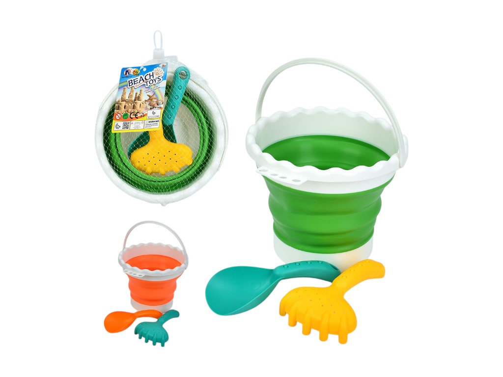 Набор для песочницы с ведром-трансформером JX6892, 16 см, складывается, BabyToys