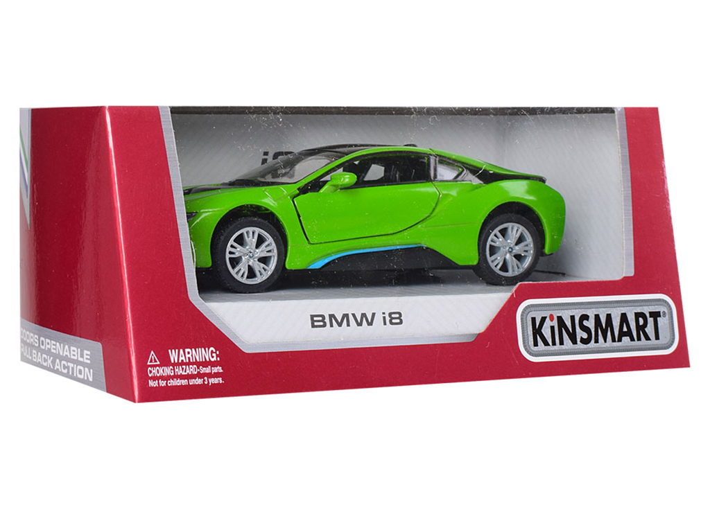 Машинка инерционная металлическая BMW i8, 12,5 см, открываются двери, Kinsmart
