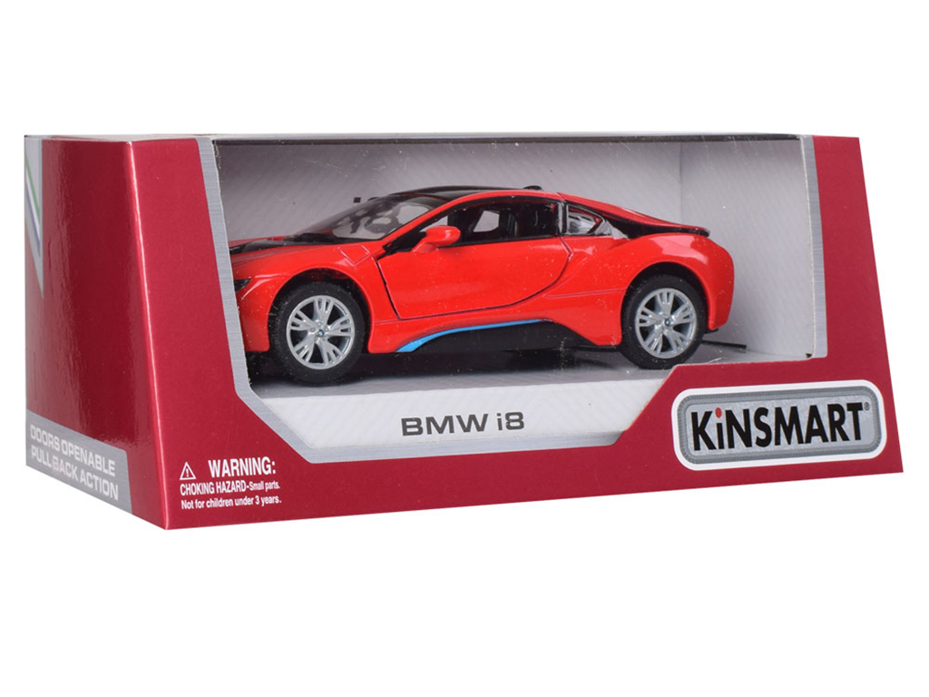 Машинка инерционная металлическая BMW i8, 12,5 см, открываются двери, Kinsmart