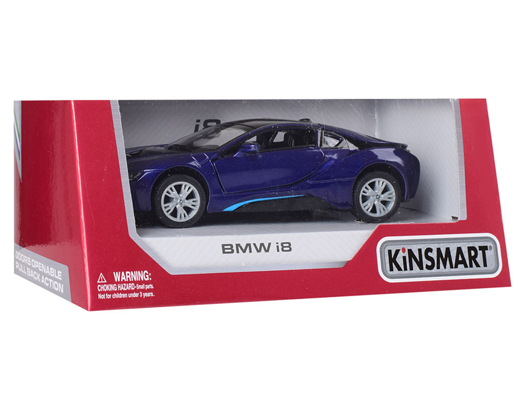 Машинка инерционная металлическая BMW i8, 12,5 см, открываются двери, Kinsmart